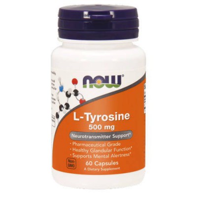 Miniaturka artykułu - Now Foods L-tyrosine 500mg, 60kaps.