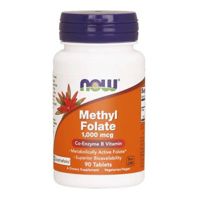 Miniaturka artykułu - Now Foods Metylofolian 1000mcg, 90tabl.