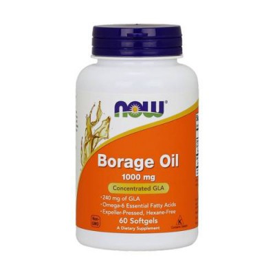 Miniaturka artykułu - Now Borage Oil Olej z nasion og&oacute;recznika 1000mg, 60kaps.