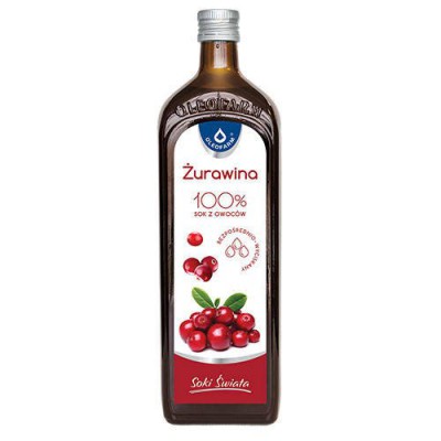 Miniaturka artykułu - Żurawina 100% sok z owoc&oacute;w żurawiny, 980ml