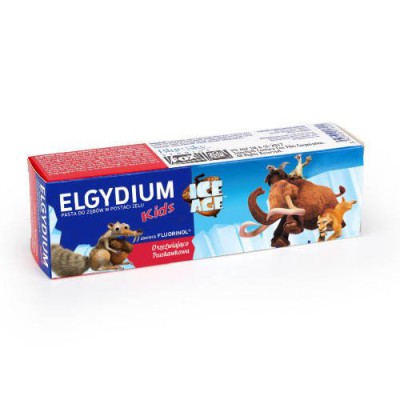 ELGYDIUM ICE AGE Kids Orzeźwiająca Truskawka pasta do zęb&oacute;w dla dzieci 3-6 lat, 50 ml 