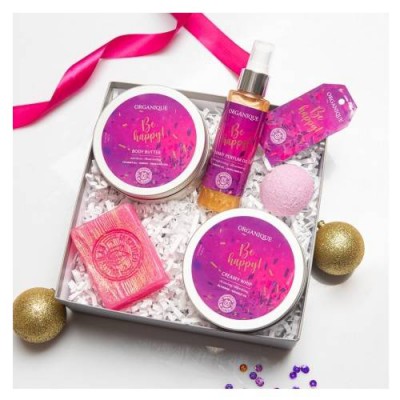 Miniaturka artykułu - ORGANIQUE Zestaw Wielkie szczęście: pianka do mycia ciała, 200ml + masło do ciała, 200ml +  olejek do ciała, 100ml + kula do kąpieli, 70g + mydło glicerynowe, 130g