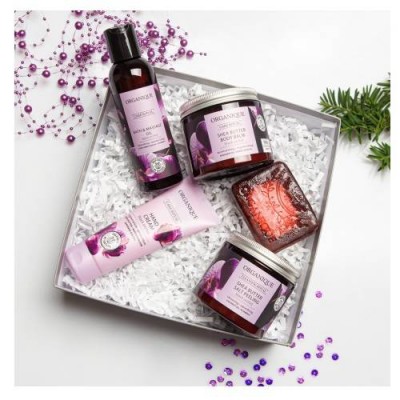 Miniaturka artykułu - ORGANIQUE Zestaw Sensualna podr&oacute;ż: peeling solny, 200g + balsam do ciała, 200ml + olej do kąpieli, 125ml + krem do rąk, 70ml + mydło glicerynowe, 100g