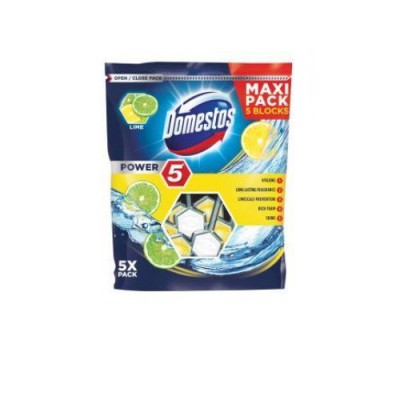 Miniaturka artykułu - DOMESTOS Kostki do WC Lime, 5x55g 