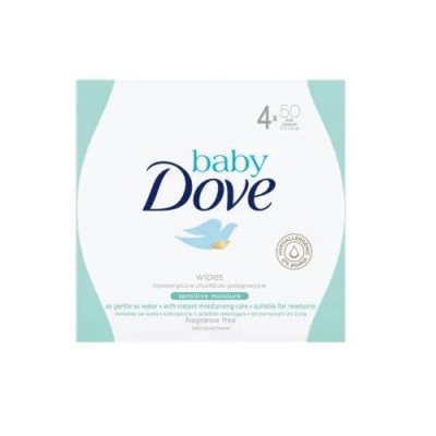 Miniaturka artykułu - DOVE Baby Sensitive Chusteczki nawilżane, 4x50 sztuk