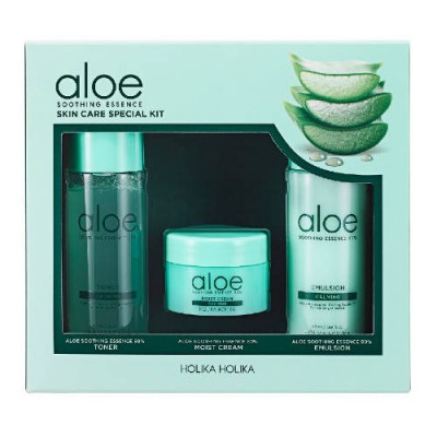 Miniaturka artykułu - HOLIKA HOLIKA Aloe Zestaw Toner, 50ml + Krem, 20ml + Emulsja, 50ml