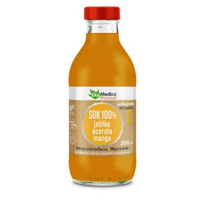 Miniaturka artykułu - EKAMEDICA Jabłko, acerola, mango sok, 300ml