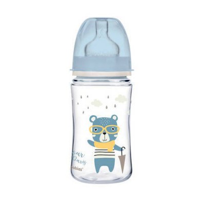 Miniaturka artykułu - CANPOL BABIES butelka szeroka antykolkowa  PP EasyStart BONJOUR PARIS blue, 240ml 35/232