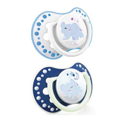 Miniaturka artykułu - LOVI smoczek silikonowy dynamiczny 6-18m  Night&Day słoń, 2szt