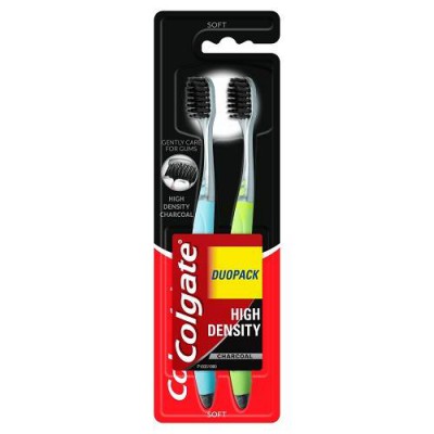Miniaturka artykułu - COLGATE High Density Charcoal Szczoteczka do zęb&oacute;w miękka, 2 sztuki