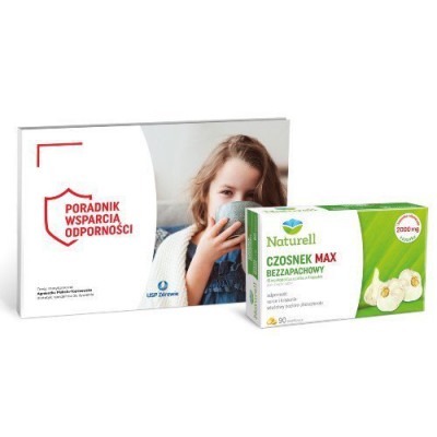 Miniaturka artykułu - Zestaw Naturell Czosnek MAX Bezzapachowy - 90kaps.+ Poradnik Odporność