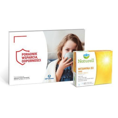 Miniaturka artykułu - Zestaw Naturell Witamina D3 1000, 60 tabletek do ssania + Poradnik Odporność