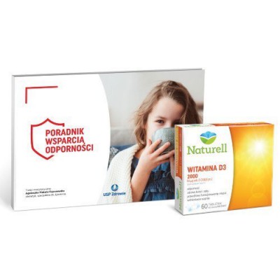 Miniaturka artykułu - Zestaw Naturell  Witamina D3 2000, 60 tabletek do ssania + Poradnik Odporność