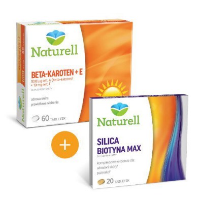 Miniaturka artykułu - Zestaw NATURELL Beta-karoten + E  60 tabletek + Silica Biotyna Max, 20tab.
