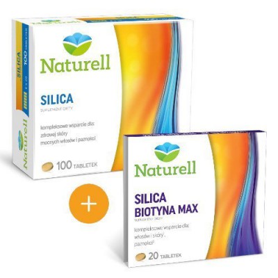Miniaturka artykułu - Zestaw NATURELL Silica - 100tabl. + Silica Biotyna Max Naturell, 20tab.