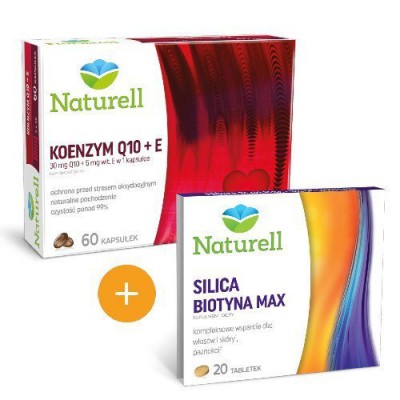 Miniaturka artykułu - Zestaw Naturell Koenzym Q-10+E, 60 kapsułek + Silica Biotyna Max, 20 tabl.