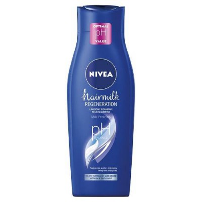 Miniaturka artykułu - NIVEA Hairmilk Szampon regenerujący pH - włosy normalne i grube, 400ml