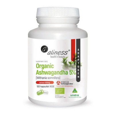 ALINESS Organic Ashwagandha 5%, 100 kaps.