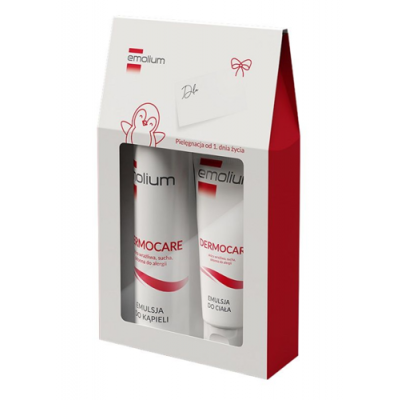 Miniaturka artykułu - EMOLIUM DERMOCARE Zestaw Emulsja do ciała, 200ml + Emulsja do kąpieli, 200ml