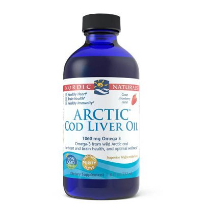 Miniaturka artykułu - NORDIC NATURALS Arctic Cod Liver Oil Olej z wątroby dorsza o smaku truskawkowym, 237ml