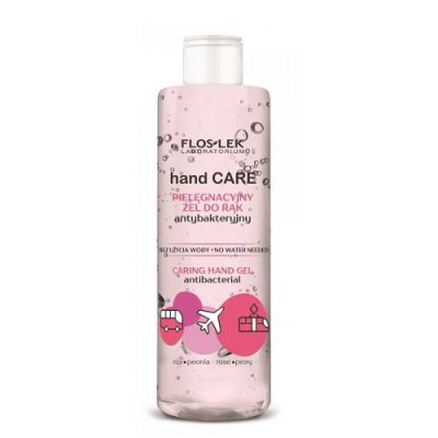 Miniaturka artykułu - FLOS-LEK HAND CARE Pielęgnacyjny żel do rąk antybakteryjny r&oacute;ża peonia, 380ml