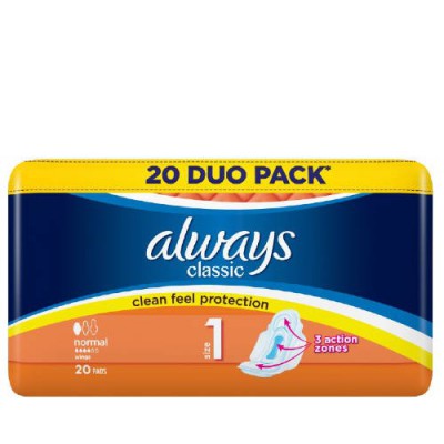 Miniaturka artykułu - ALWAYS Classic Normal Podpaski ze skrzydełkami, 20 sztuk