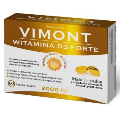Miniaturka artykułu - Vimont Witamina D3 Forte 2000 IU, 60kaps.