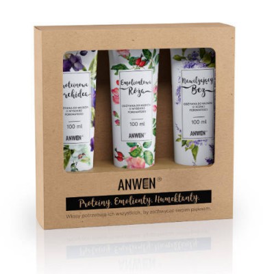 Miniaturka artykułu - ANWEN Zestaw Odżywek do włos&oacute;w BEZ 100ml, R&Oacute;ŻA 100ml, ORCHIDEA 100ml