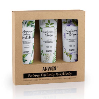 Miniaturka artykułu - ANWEN Zestaw Odżywek do włos&oacute;w BEZ 100ml, AKACJA 100ml, ZIEONA HERBATA, 100ml