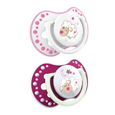 Miniaturka artykułu - LOVI Night&Day Girl Smoczek silikonowy dynamiczny 6-18m, 2szt.