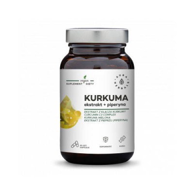 Miniaturka artykułu - Kurkuma ekstrakt + piperyna, 60kaps.