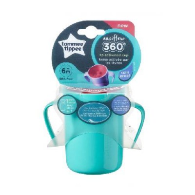 Miniaturka artykułu - Tommee Tippee Kubek 360&deg; EASIFLOW z uchwytem zielony