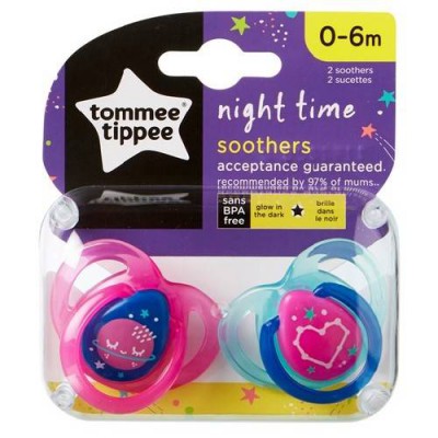Miniaturka artykułu - Tommee Tippee Smoczek NIGHT TIME 0-6m (mix)