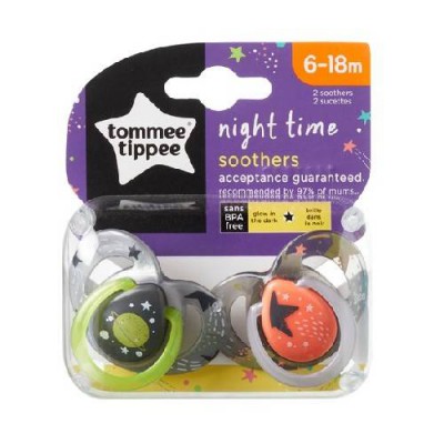 Miniaturka artykułu - Tommee Tippee Smoczek NIGHT TIME 6-18m(mix)