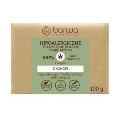 Miniaturka artykułu - BARWA Szare mydło z olejem konopnym, 100g