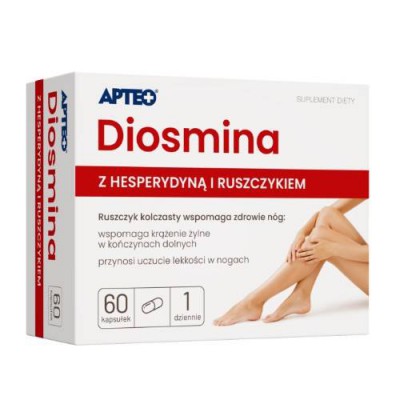 Miniaturka artykułu - APTEO Diosmina, hesperydyna, ruszczyk, 60 kaps.