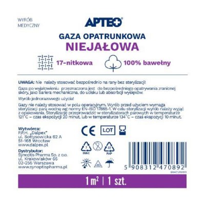 Miniaturka artykułu - APTEO Gaza niejałowa 1 m2 , 1 sztuka