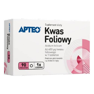 Miniaturka artykułu - APTEO Kwas foliowy, 90 tabletek
