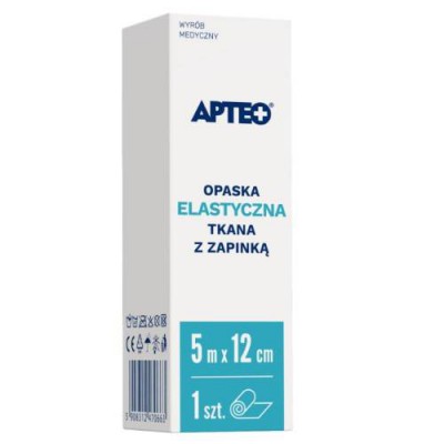 Miniaturka artykułu - APTEO Opaska elastyczna tkana z zapinką 5 m x 12 cm, 1 sztuka
