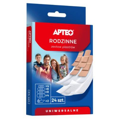 Miniaturka artykułu - APTEO Zestaw plastr&oacute;w rodzinnych, 24 sztuki