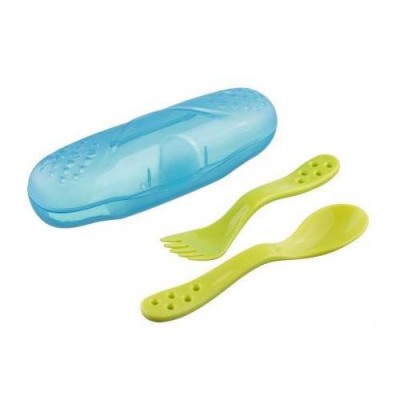 Miniaturka artykułu - AKUKU Sztućce w etui niebieski/zielony, 1opak.