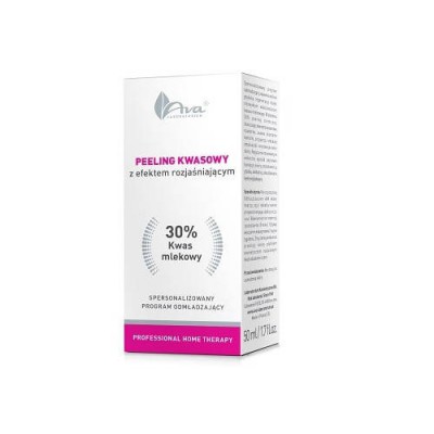 Miniaturka artykułu - AVA Professional Home Therapy Peeling kwasowy z efektem rozjaśniającym Kwas mlekowy 30%, 50ml