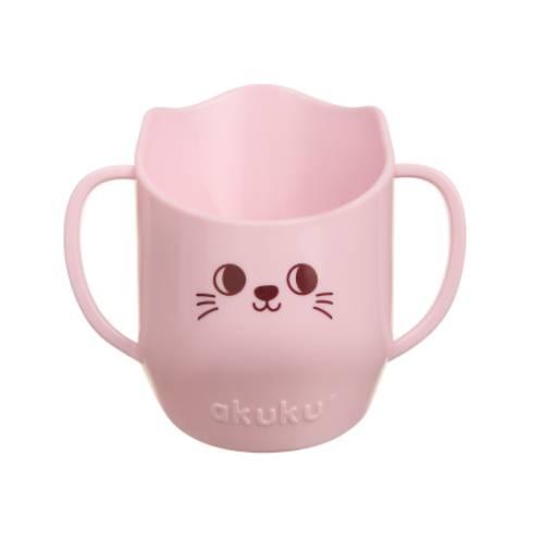 Miniaturka artykułu - Akuku Kubek pochyły do nauki picia r&oacute;żowy, 150 ml A0696