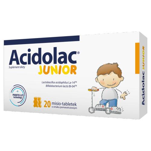 Miniaturka artykułu - ACIDOLAC JUNIOR o smaku pomarańczowym - 20 misio - tabletek