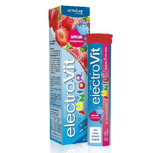 Miniaturka artykułu -  ACTIVLAB Electrovit Junior smak truskawkowy, 20 tabletek musujących (tuba)