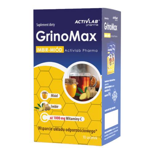Miniaturka artykułu - Activlab Pharma GrinoMax Imbir + Mi&oacute;d, 10 sasz.