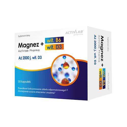 Miniaturka artykułu - ActivLab Pharma Magnez B6 + D3, 50 kaps.