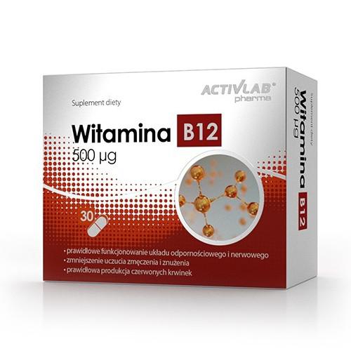 Miniaturka artykułu -  ACTIVLAB Witamina B12 500mg, 30 kapsułek