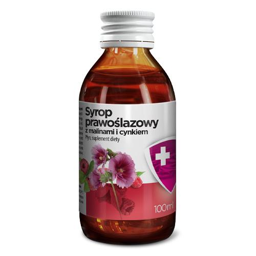 Miniaturka artykułu - AFLOFARM Syrop Prawoślazowy z malinami i cynkiem, 100 ml