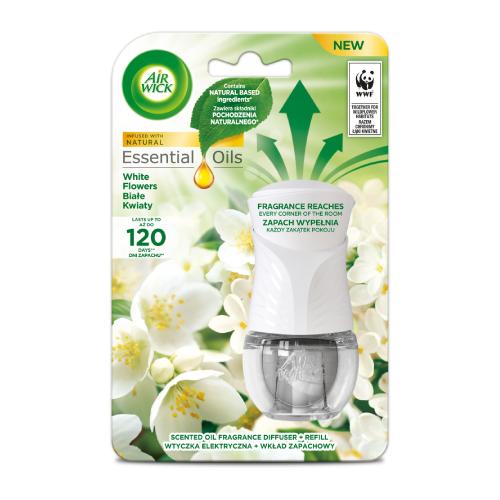 Miniaturka artykułu - Air Wick Essential Oils Elektryczny odświeżacz powietrza urządzenie + wkład Białe Kwiaty, 19ml